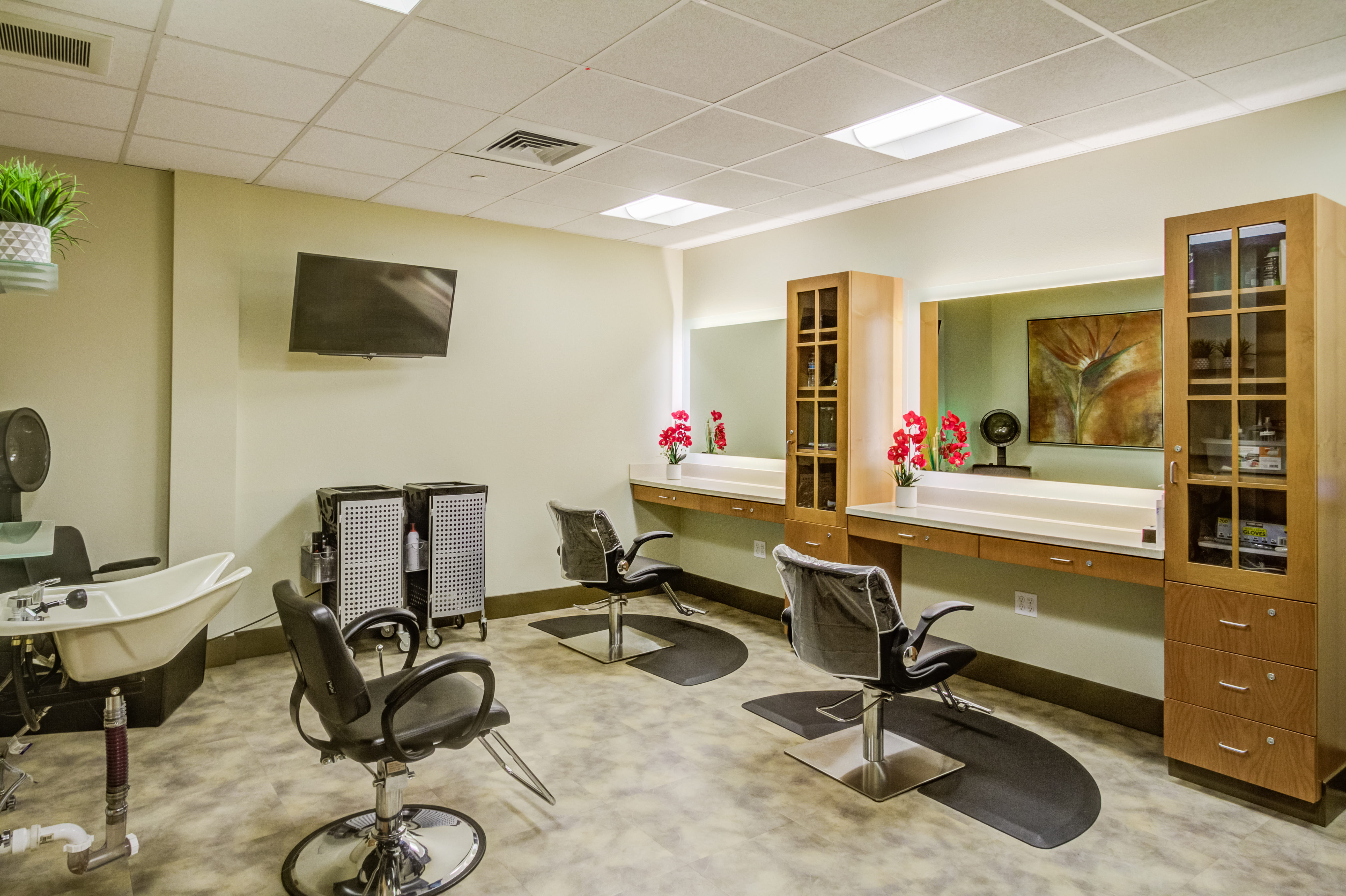 Professional on-site hair salon at The Plaza Assisted Living Kaneohe.